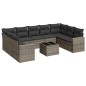 vidaXL 10-tlg. Garten-Sofagarnitur mit Kissen Grau Poly Rattan vidaXL 10-tlg. Garten-Sofagarnitur mit Kissen Grau Poly Rattan