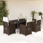 vidaXL 7-tlg. Garten-Essgruppe mit Kissen Braun Poly Rattan vidaXL 7-tlg. Garten-Essgruppe mit Kissen Braun Poly Rattan