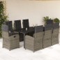 vidaXL 9-tlg. Garten-Essgruppe mit Kissen Grau Poly Rattan vidaXL 9-tlg. Garten-Essgruppe mit Kissen Grau Poly Rattan