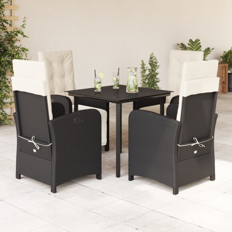 vidaXL 5-tlg. Garten-Essgruppe mit Kissen Schwarz Poly Rattan vidaXL 5-tlg. Garten-Essgruppe mit Kissen Schwarz Poly Rattan