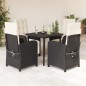vidaXL 5-tlg. Garten-Essgruppe mit Kissen Schwarz Poly Rattan vidaXL 5-tlg. Garten-Essgruppe mit Kissen Schwarz Poly Rattan