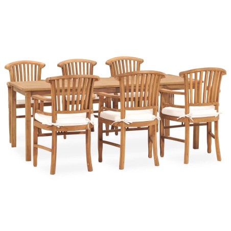 7-tlg. Garten-Essgruppe mit Kissen Massivholz Teak