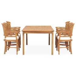 7-tlg. Garten-Essgruppe mit Kissen Massivholz Teak
