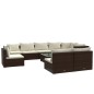 vidaXL 10-tlg. Garten-Lounge-Set mit Kissen Poly Rattan Braun vidaXL 10-tlg. Garten-Lounge-Set mit Kissen Poly Rattan Braun
