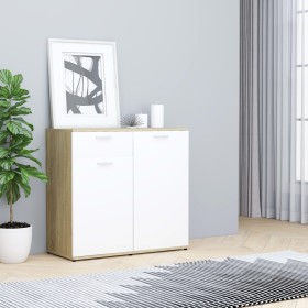 vidaXL Sideboard Weiß Sonoma-Eiche 80x36x75 cm Holzwerkstoff