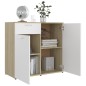 vidaXL Sideboard Weiß Sonoma-Eiche 80x36x75 cm Holzwerkstoff vidaXL Sideboard Weiß Sonoma-Eiche 80x36x75 cm Holzwerkstoff