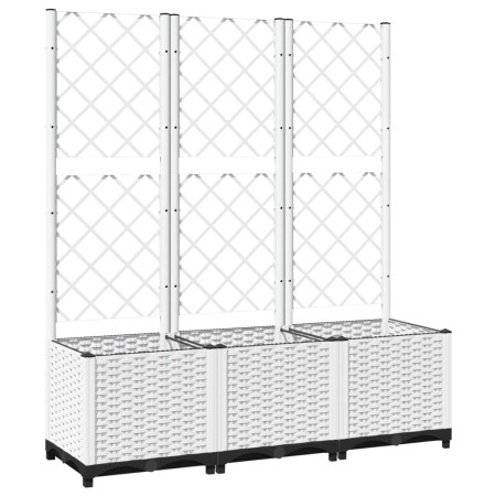 vidaXL Pflanzkübel mit Rankgitter Weiß 120x40x136 cm PP