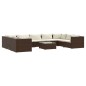 vidaXL 10-tlg. Garten-Lounge-Set mit Kissen Poly Rattan Braun vidaXL 10-tlg. Garten-Lounge-Set mit Kissen Poly Rattan Braun