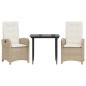 vidaXL 3-tlg. Garten-Essgruppe mit Kissen Beige Poly Rattan vidaXL 3-tlg. Garten-Essgruppe mit Kissen Beige Poly Rattan