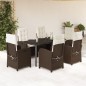 vidaXL 7-tlg. Garten-Essgruppe mit Kissen Braun Poly Rattan vidaXL 7-tlg. Garten-Essgruppe mit Kissen Braun Poly Rattan