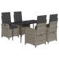 vidaXL 5-tlg. Garten-Essgruppe mit Kissen Grau Poly Rattan vidaXL 5-tlg. Garten-Essgruppe mit Kissen Grau Poly Rattan