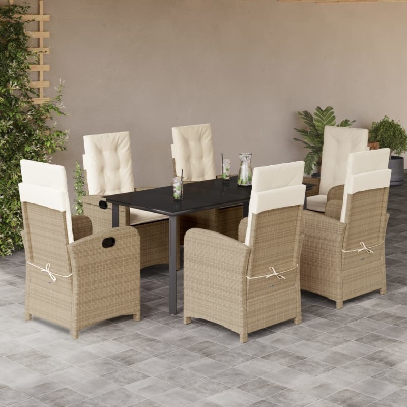 vidaXL 7-tlg. Garten-Essgruppe mit Kissen Beige Poly Rattan vidaXL 7-tlg. Garten-Essgruppe mit Kissen Beige Poly Rattan