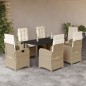 vidaXL 7-tlg. Garten-Essgruppe mit Kissen Beige Poly Rattan vidaXL 7-tlg. Garten-Essgruppe mit Kissen Beige Poly Rattan