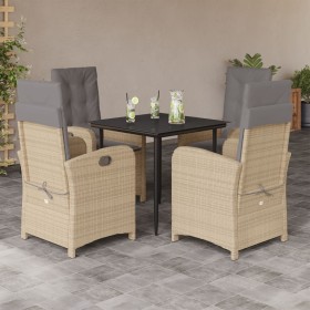 vidaXL 5-tlg. Garten-Essgruppe mit Kissen Beigemischung Poly Rattan