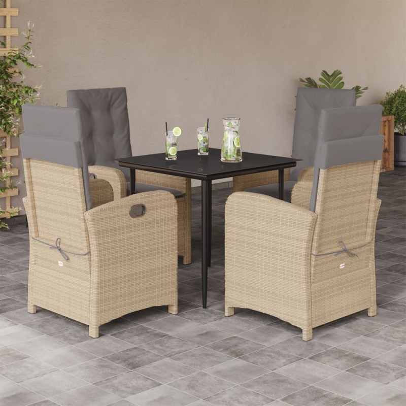 vidaXL 5-tlg. Garten-Essgruppe mit Kissen Beigemischung Poly Rattan vidaXL 5-tlg. Garten-Essgruppe mit Kissen Beigemischung Poly Rattan