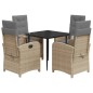 vidaXL 5-tlg. Garten-Essgruppe mit Kissen Beigemischung Poly Rattan vidaXL 5-tlg. Garten-Essgruppe mit Kissen Beigemischung Poly Rattan