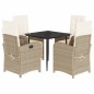 vidaXL 5-tlg. Garten-Essgruppe mit Kissen Beige Poly Rattan vidaXL 5-tlg. Garten-Essgruppe mit Kissen Beige Poly Rattan