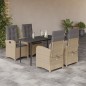 vidaXL 5-tlg. Garten-Essgruppe mit Kissen Beigemischung Poly Rattan vidaXL 5-tlg. Garten-Essgruppe mit Kissen Beigemischung Poly Rattan