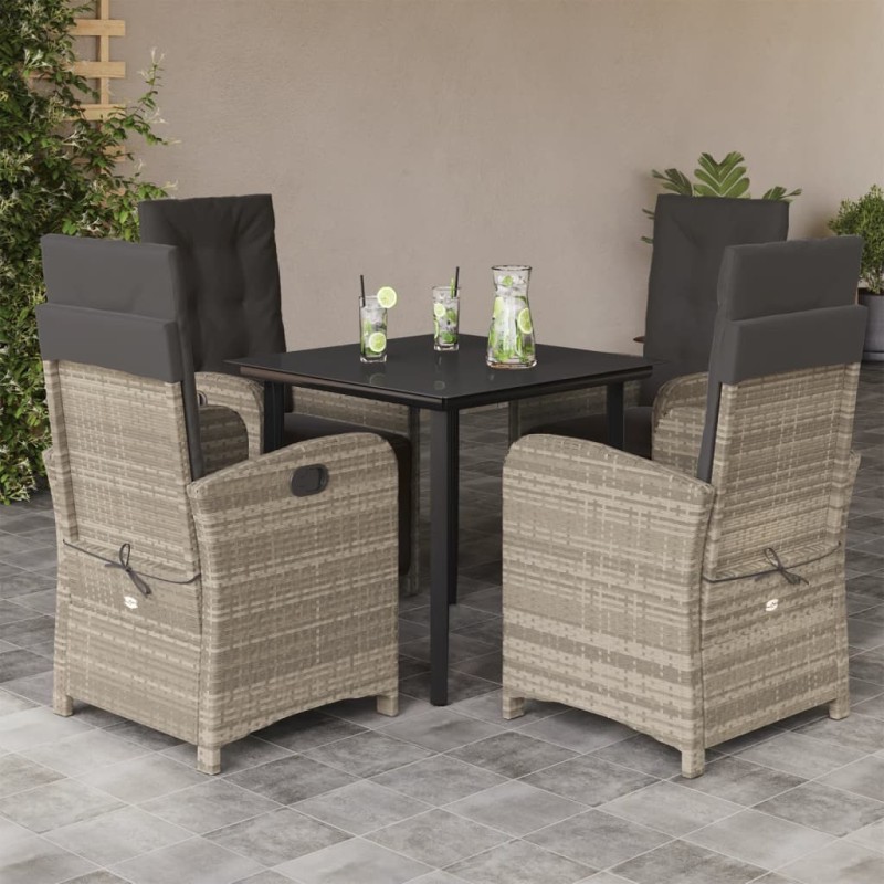 vidaXL 5-tlg. Garten-Essgruppe mit Kissen Hellgrau Poly Rattan vidaXL 5-tlg. Garten-Essgruppe mit Kissen Hellgrau Poly Rattan