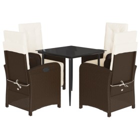 vidaXL 5-tlg. Garten-Essgruppe mit Kissen Braun Poly Rattan