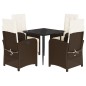 vidaXL 5-tlg. Garten-Essgruppe mit Kissen Braun Poly Rattan vidaXL 5-tlg. Garten-Essgruppe mit Kissen Braun Poly Rattan