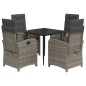 vidaXL 5-tlg. Garten-Essgruppe mit Kissen Grau Poly Rattan vidaXL 5-tlg. Garten-Essgruppe mit Kissen Grau Poly Rattan