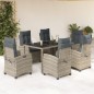 vidaXL 7-tlg. Garten-Essgruppe mit Kissen Grau Poly Rattan vidaXL 7-tlg. Garten-Essgruppe mit Kissen Grau Poly Rattan