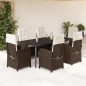 vidaXL 7-tlg. Garten-Essgruppe mit Kissen Braun Poly Rattan vidaXL 7-tlg. Garten-Essgruppe mit Kissen Braun Poly Rattan