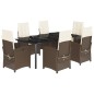 vidaXL 7-tlg. Garten-Essgruppe mit Kissen Braun Poly Rattan vidaXL 7-tlg. Garten-Essgruppe mit Kissen Braun Poly Rattan