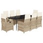vidaXL 9-tlg. Garten-Essgruppe mit Kissen Beige Poly Rattan vidaXL 9-tlg. Garten-Essgruppe mit Kissen Beige Poly Rattan
