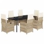 vidaXL 7-tlg. Garten-Essgruppe mit Kissen Beige Poly Rattan vidaXL 7-tlg. Garten-Essgruppe mit Kissen Beige Poly Rattan