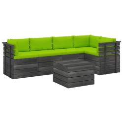 vidaXL 6-tlg. Garten-Sofagarnitur aus Paletten mit Kissen Kiefernholz