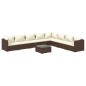 vidaXL 9-tlg. Garten-Lounge-Set mit Kissen Poly Rattan Braun vidaXL 9-tlg. Garten-Lounge-Set mit Kissen Poly Rattan Braun