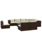 vidaXL 10-tlg. Garten-Lounge-Set mit Kissen Poly Rattan Braun vidaXL 10-tlg. Garten-Lounge-Set mit Kissen Poly Rattan Braun