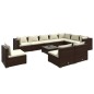 vidaXL 11-tlg. Garten-Lounge-Set mit Kissen Poly Rattan Braun vidaXL 11-tlg. Garten-Lounge-Set mit Kissen Poly Rattan Braun