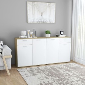 vidaXL Sideboard Weiß Sonoma-Eiche 160x36x75 cm Holzwerkstoff