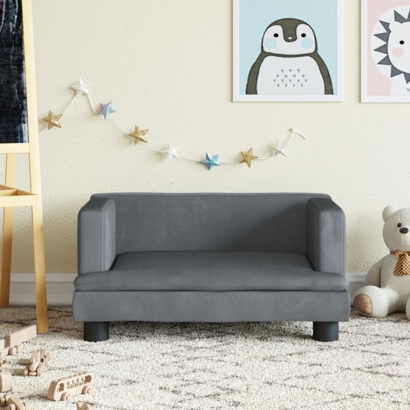 vidaXL Kindersofa Dunkelgrau 60x40x30 cm Samt vidaXL Kindersofa Dunkelgrau 60x40x30 cm Samt