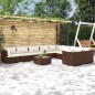 vidaXL 10-tlg. Garten-Lounge-Set mit Kissen Poly Rattan Braun vidaXL 10-tlg. Garten-Lounge-Set mit Kissen Poly Rattan Braun