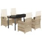 vidaXL 5-tlg. Garten-Essgruppe mit Kissen Beige Poly Rattan vidaXL 5-tlg. Garten-Essgruppe mit Kissen Beige Poly Rattan