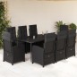 vidaXL 9-tlg. Garten-Essgruppe mit Kissen Schwarz Poly Rattan vidaXL 9-tlg. Garten-Essgruppe mit Kissen Schwarz Poly Rattan