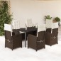 vidaXL 7-tlg. Garten-Essgruppe mit Kissen Braun Poly Rattan vidaXL 7-tlg. Garten-Essgruppe mit Kissen Braun Poly Rattan