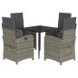 vidaXL 5-tlg. Garten-Essgruppe mit Kissen Grau Poly Rattan vidaXL 5-tlg. Garten-Essgruppe mit Kissen Grau Poly Rattan