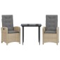 vidaXL 3-tlg. Garten-Essgruppe mit Kissen Beigemischung Poly Rattan vidaXL 3-tlg. Garten-Essgruppe mit Kissen Beigemischung Poly Rattan