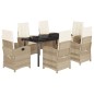 vidaXL 7-tlg. Garten-Essgruppe mit Kissen Beige Poly Rattan vidaXL 7-tlg. Garten-Essgruppe mit Kissen Beige Poly Rattan