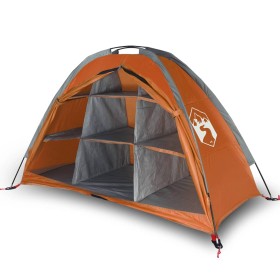 vidaXL Lagerzelt 9 Fächer Grau & Orange 125x50x68 cm 185T Taft