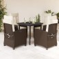 vidaXL 5-tlg. Garten-Essgruppe mit Kissen Braun Poly Rattan vidaXL 5-tlg. Garten-Essgruppe mit Kissen Braun Poly Rattan