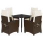 vidaXL 5-tlg. Garten-Essgruppe mit Kissen Braun Poly Rattan vidaXL 5-tlg. Garten-Essgruppe mit Kissen Braun Poly Rattan