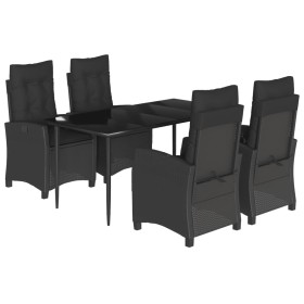 vidaXL 5-tlg. Garten-Essgruppe mit Kissen Schwarz Poly Rattan