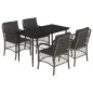vidaXL 5-tlg. Garten-Essgruppe mit Kissen Grau Poly Rattan vidaXL 5-tlg. Garten-Essgruppe mit Kissen Grau Poly Rattan