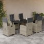 vidaXL 7-tlg. Garten-Essgruppe mit Kissen Hellgrau Poly Rattan vidaXL 7-tlg. Garten-Essgruppe mit Kissen Hellgrau Poly Rattan